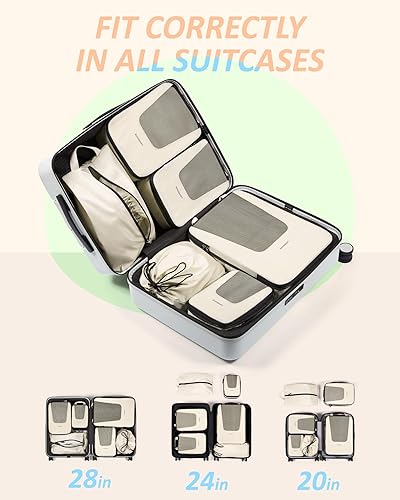 Miniatura 3 de BAGSMART Cubos de compresión de embalaje para viajes, juego de 6, 5 juegos, 4 unidades, bolsas organizadoras de maleta de compresión para maletas,