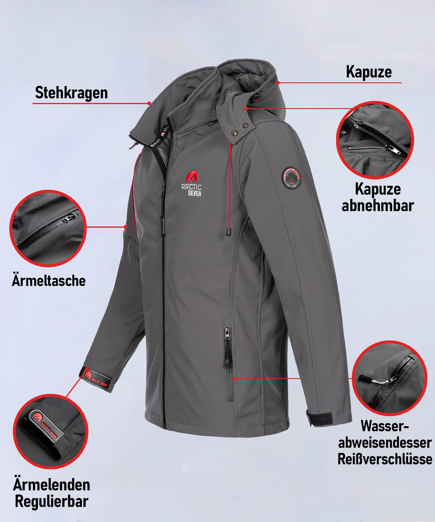 Męska kurtka softshellowa, kurtka funkcyjna, outdoorowa, kurtka przeciwdeszczowa, oddychająca, polarowa wyściółka wewnętrzna AS087