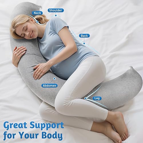 Miniatura 5 de Almohadas de embarazo para dormir, almohada de maternidad en forma de C para mujeres embarazadas, almohada corporal de espuma viscoelástica con