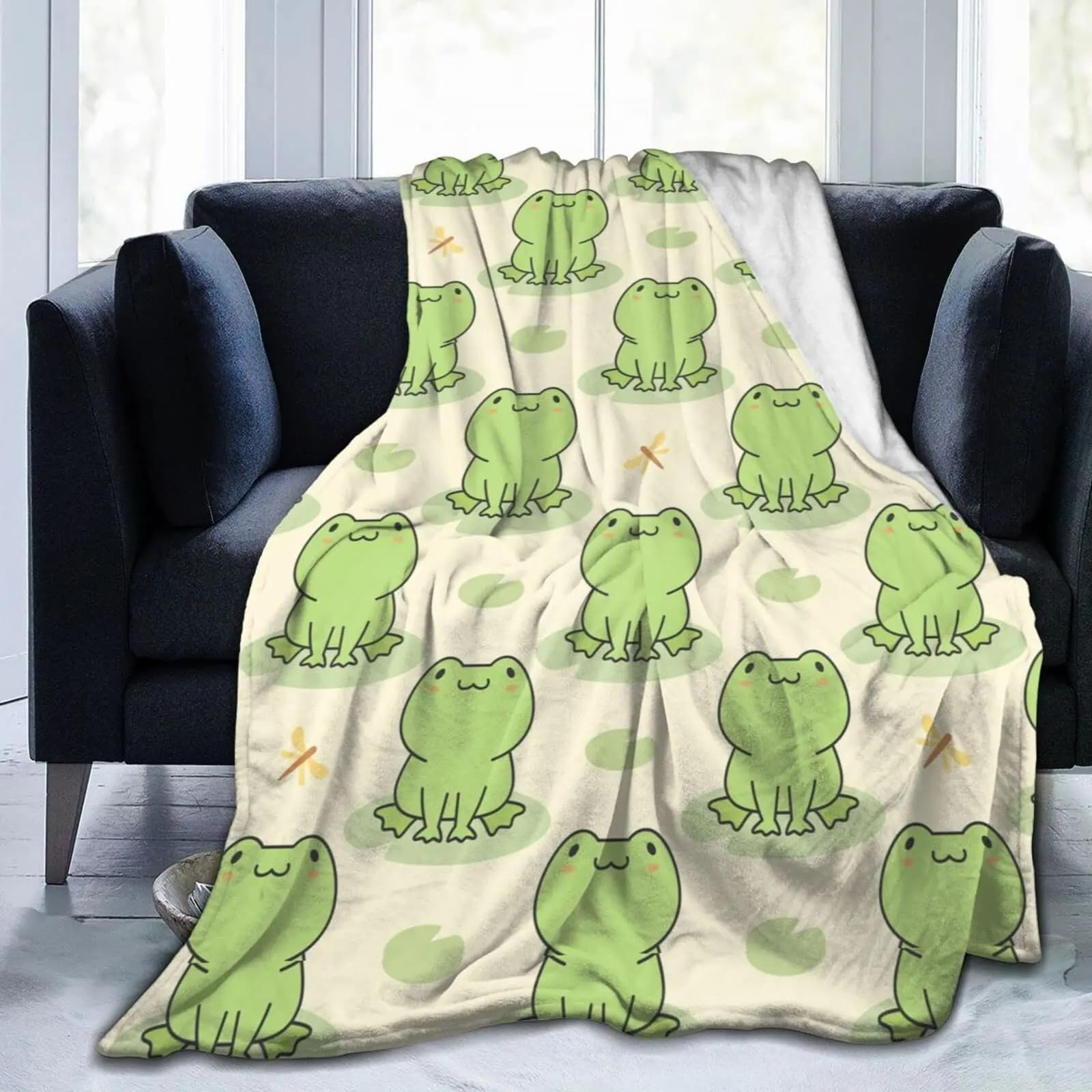 Couverture de flanelle grenouille 130x150cm douce pour canapé