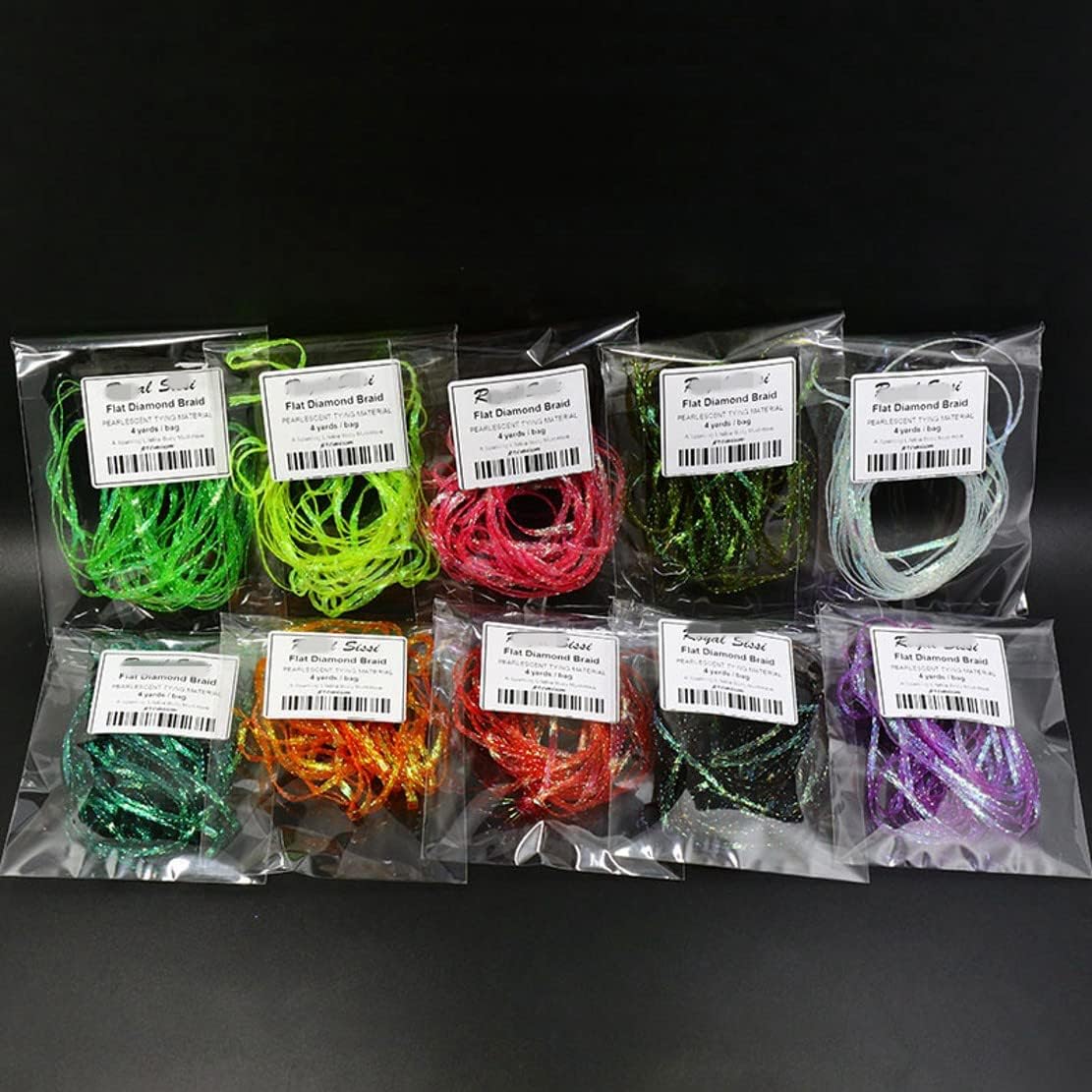 WellieSTR 10color Set Fly Tying Dyed Pearl Braided Lace Flat Diamond Braid Pearlescent Tones Shrimp Back Fly Tying Materials - 4yards/Color : Sports & Outdoors