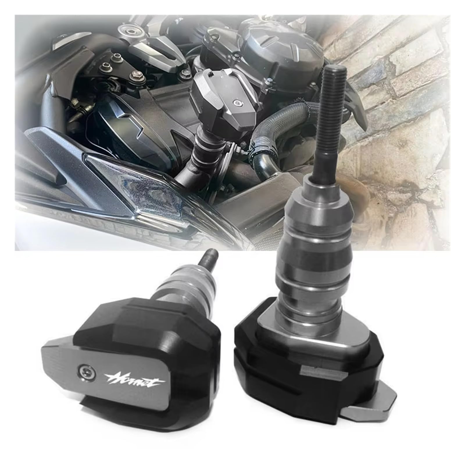 Curseur de Cadre Convient pour CB600 Hornet 600 900 CBR600 CBR Moto CNC Protection Contre Les Chutes Cadre Curseur carénage Garde Anti-Crash Pad Protecteur Protecteur(Glod)