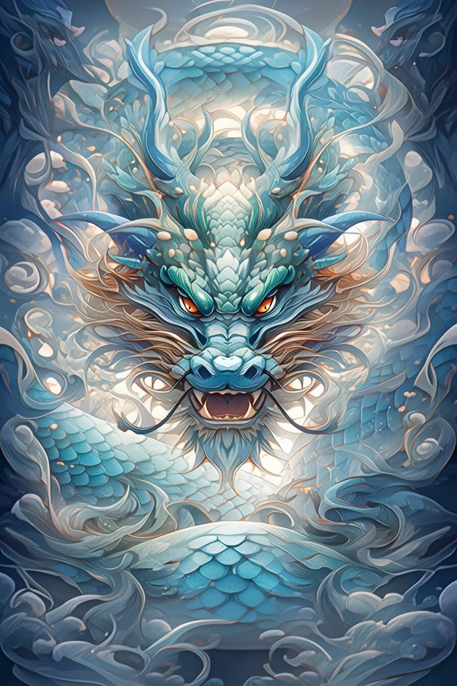 Ambattery H Diy Cross Stitching Kits, Mythical Dragon,,50 * 70Cm Stamped Kit Cross-Stitching Counted Cross Stitc 11Ct Stamped Cross Stitc Kit Fabric Embroidery Crafts Kit For Ome