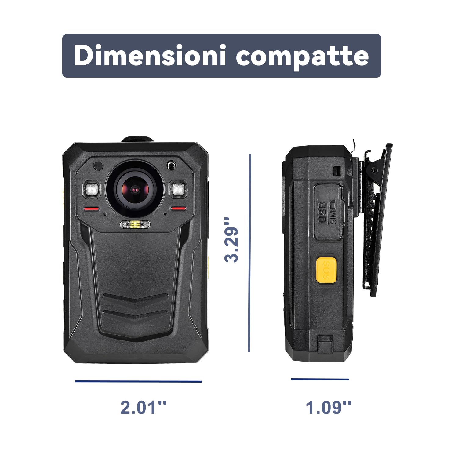 Body-Kamera, EIS Polizei Body-Kamera mit eingebautem 3600mAH Akku, 13 Stunden Videoaufnahme, 1512P HD Körperkamera(64G)