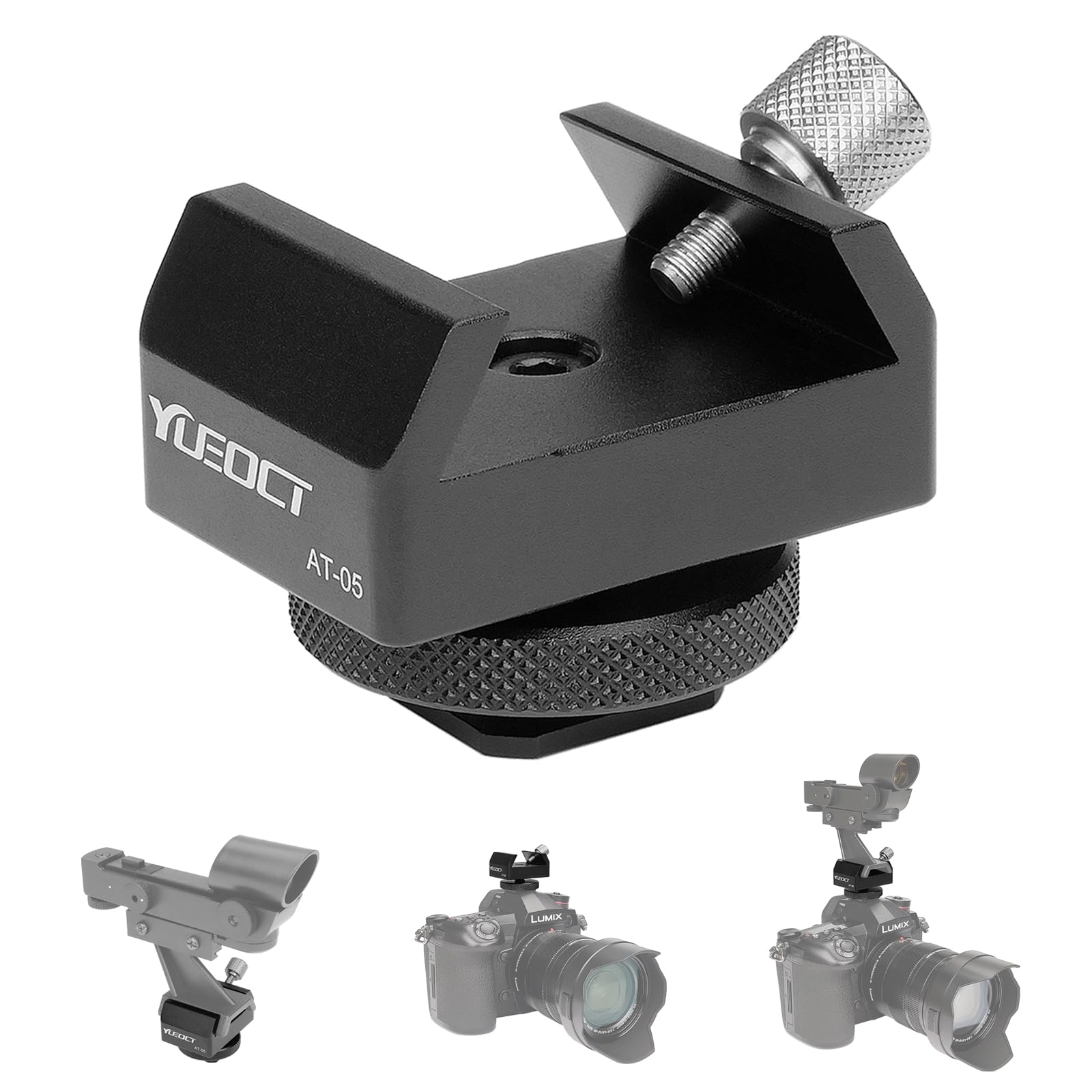 YUEOCT Metal Telescope Finderscope Mount Adapter Finder Scope Base Dovetail Bracket with 1/4" Threaded Hole for Video DSLR Mirrorless Camera Flash