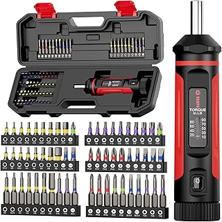 VANPO Torque Screwdriver, 10-90In-lb Torque Screw Driver Wrench Driver Set, 1/4” Drive Inch Pounds Torque Wrench Screwdriver with 60 S2 Bits for Maintenance, Tools, DIY, Bike Repairing and Mounting