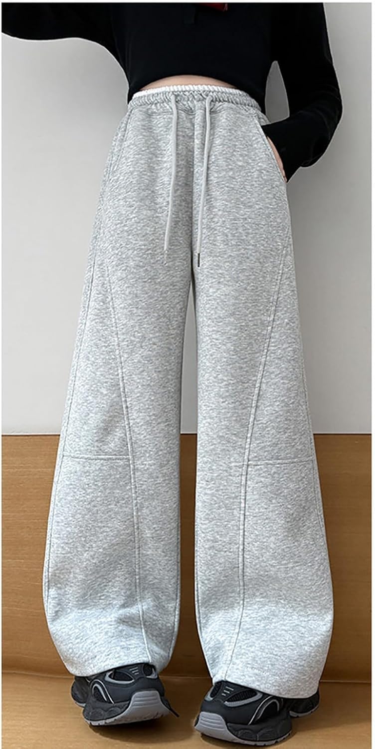 Girls Baggy Wide Leg Sweatpants Oversized Straight Athletic Pants Spring Elastic Waist Joggers Casual Loose Trousers