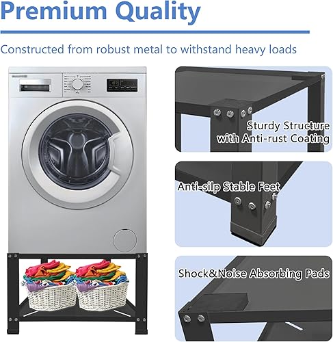 Miniatura 4 de Royxen Pedestal de lavandería de 28 pulgadas de ancho, ajuste universal, capacidad de 700 libras, base de lavadora, base de secadora, plataforma