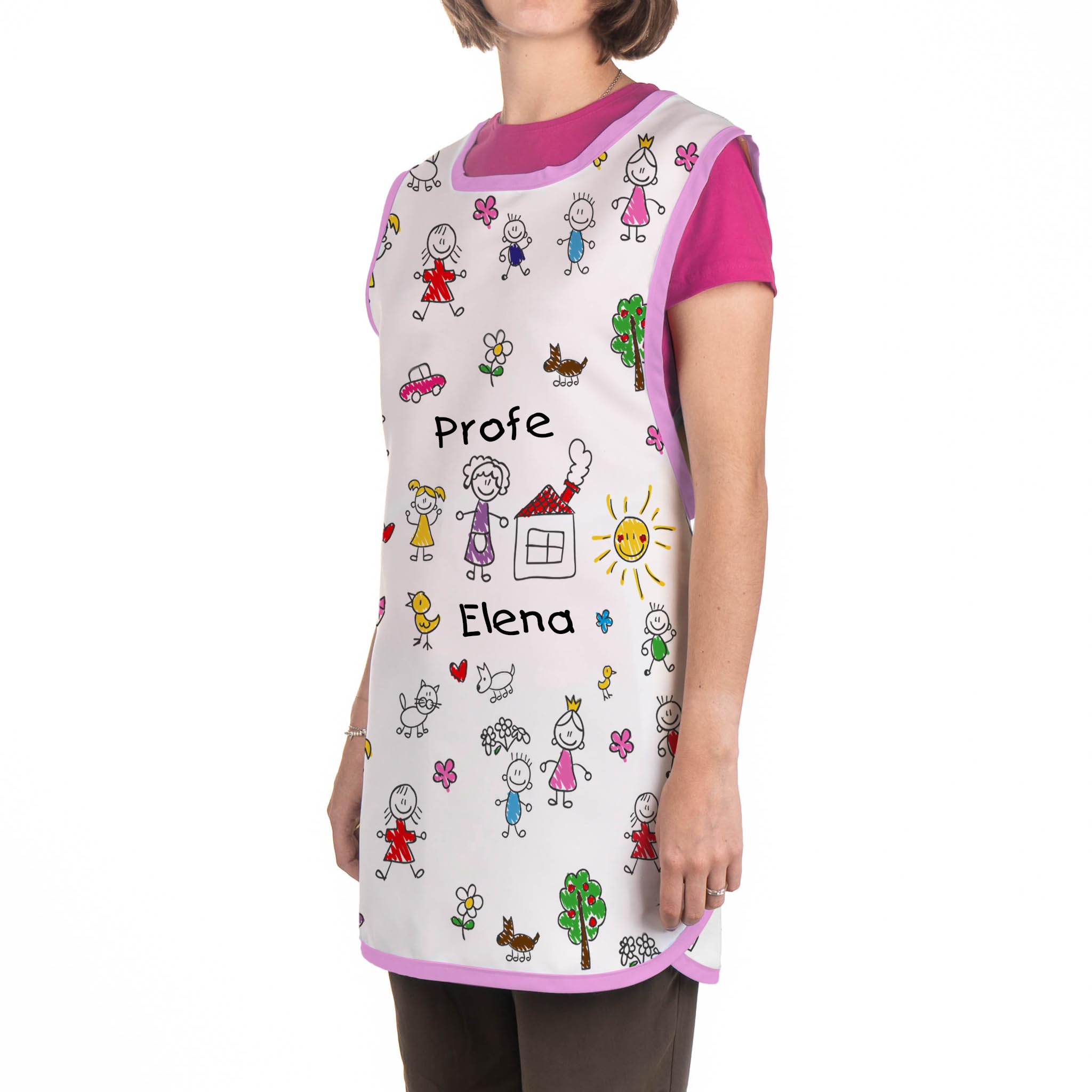 Wanapix | Estola Maestra Personalizada con Nombre o Texto| Babi Profesora personalizable | Bata profesora| Guardería, Infantil, Primaria |Casulla maestra