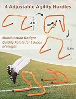 Vista 2 de GHB Agility Ladder,Football Training Equipment Set,4 Agility Hurdles, 20 feet12 Rungs Speed Ladder,12 Disc Cones,Resistance Parachute, Jump Rope, 5