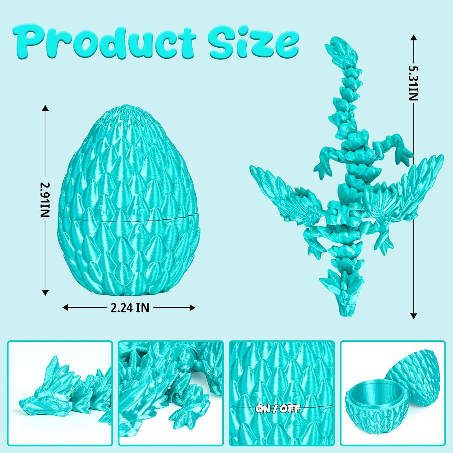 Mydhall 12PCS 3D Printed Dragon Eggs with Baby Dragon Inside Easter Basket Stuffers Christmas Tree Ornaments,Kids Toys & Gifts for Birthday,Home Decor (12pcs-Multicolor)