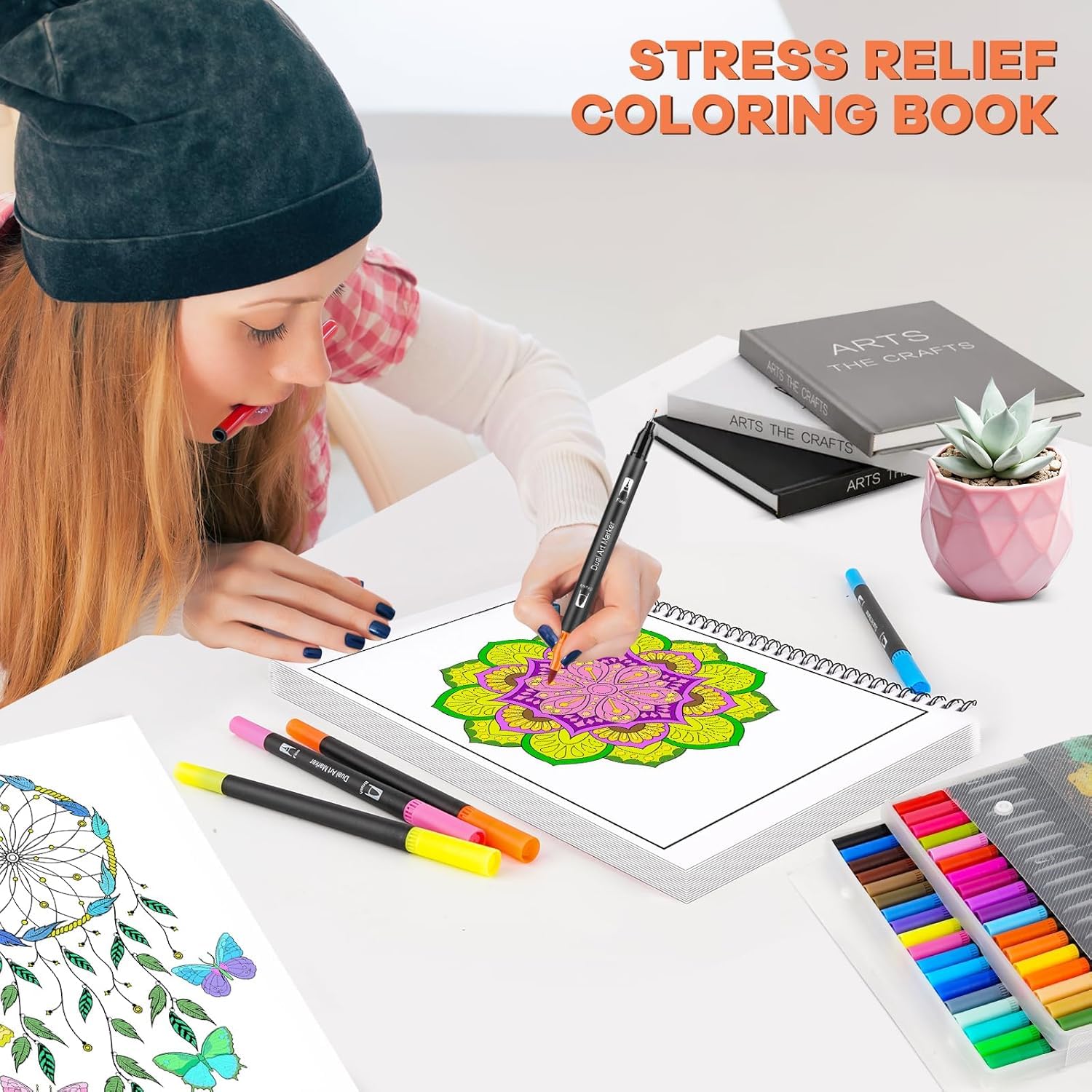 Dengthrive Mandala da Colorare Adulti: 3 Pezzi Libri da Colorare per Adulti Include 60 Motivi Tema Mandala, Animali e Farfalle Rilegatura a Spirale Design Staccabile Allevia lo Stress e Rilassa