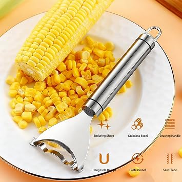 Bestac Stainless-Steel Kernel Removal Tool - For Fast, Easy Corn Shucking in Home Kitchens. (1)