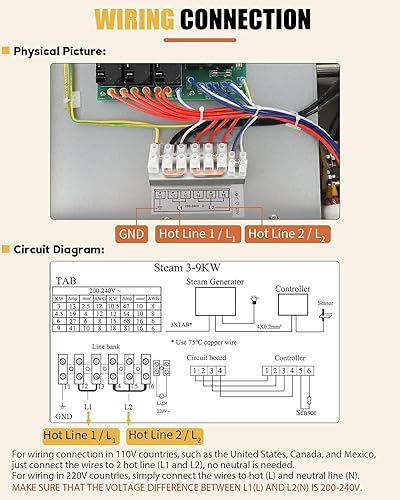 Miniatura 14 de CGOLDENWALL Generador de vapor autodrenante comercial de 12KW, sistema de ducha, baño de vapor para el hogar, generador de spa de 30 minutos a 12
