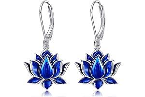 Sterling Silver Dark Lotus Flower Earrings
