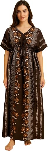 Bahumaan Pure Cotton Kaftan Nighty for Women | Kaftan Maxi for Women | Kaftan Night Gowns for Women | Cotton Nighty for Wo...