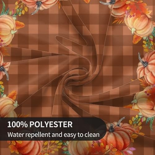 Miniatura 3 de Giwawa Mantel redondo de calabaza de otoño, 60 pulgadas, hojas de arce otoñales, mantel decorativo a cuadros marrones para cocina, comedor,