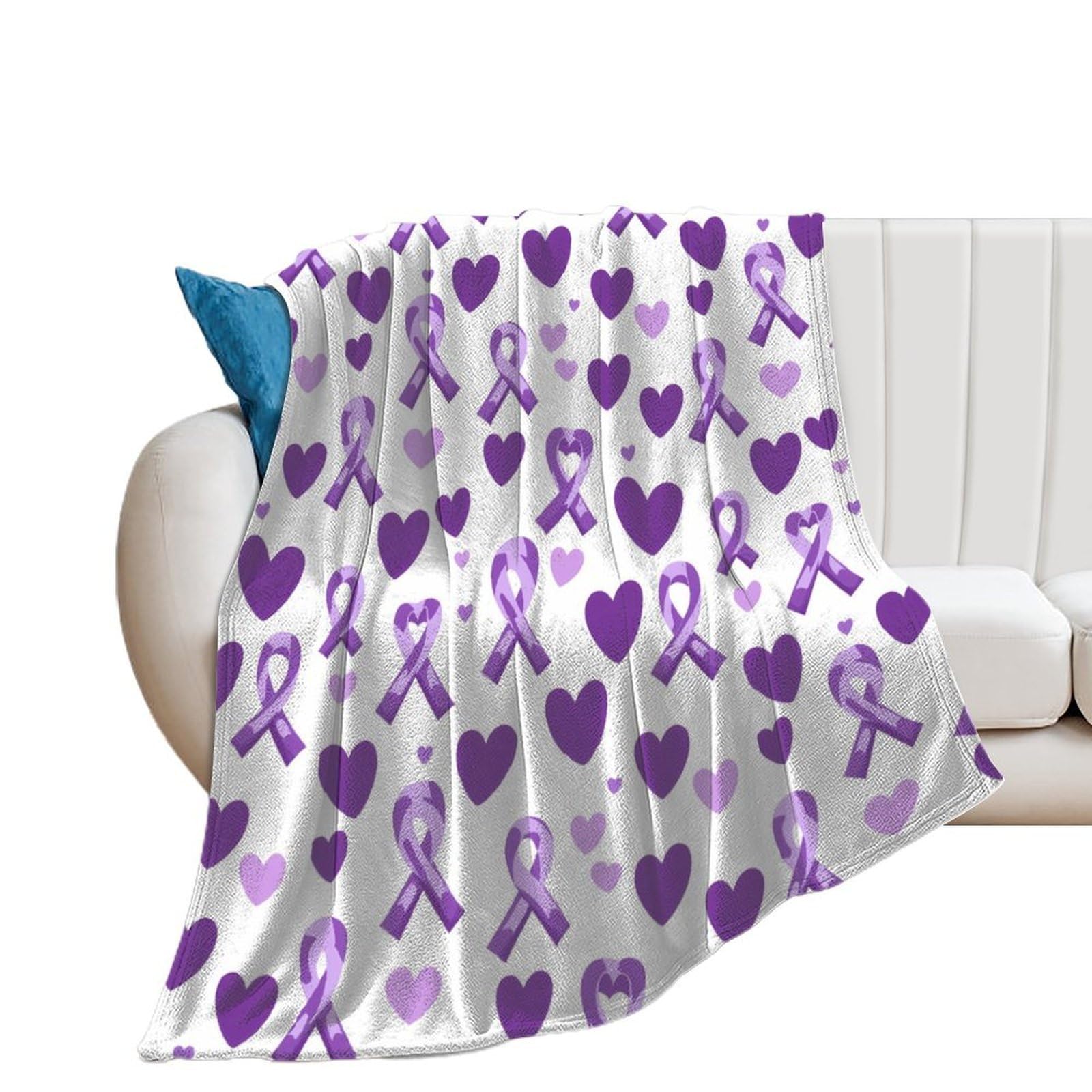 NCLQVJXZKHW Alzheimer Cancer Awareness Ribbons Flannel Blanket Soft Throw Blankets Bed Couch Sofa Travel
