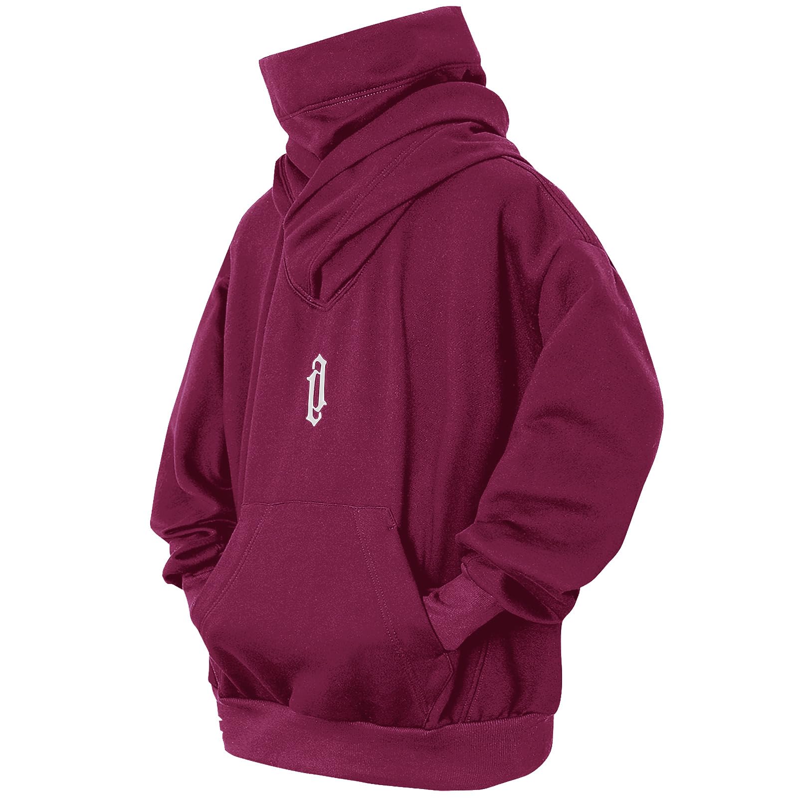 Eocicvvi Felpa Uomo con Cappuccio Collo Alto Pullover Hip Hop Stile Comoda Felpe Pile Hoodies Autunno Invernale Moda