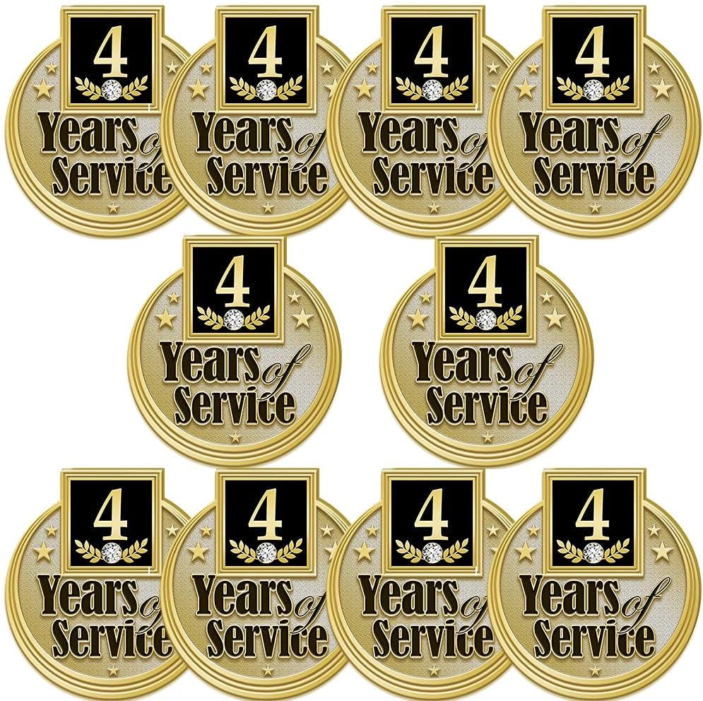 4 Years Recognition Pin, 4 Years Of Service Pins, Sold In Packs Of 10