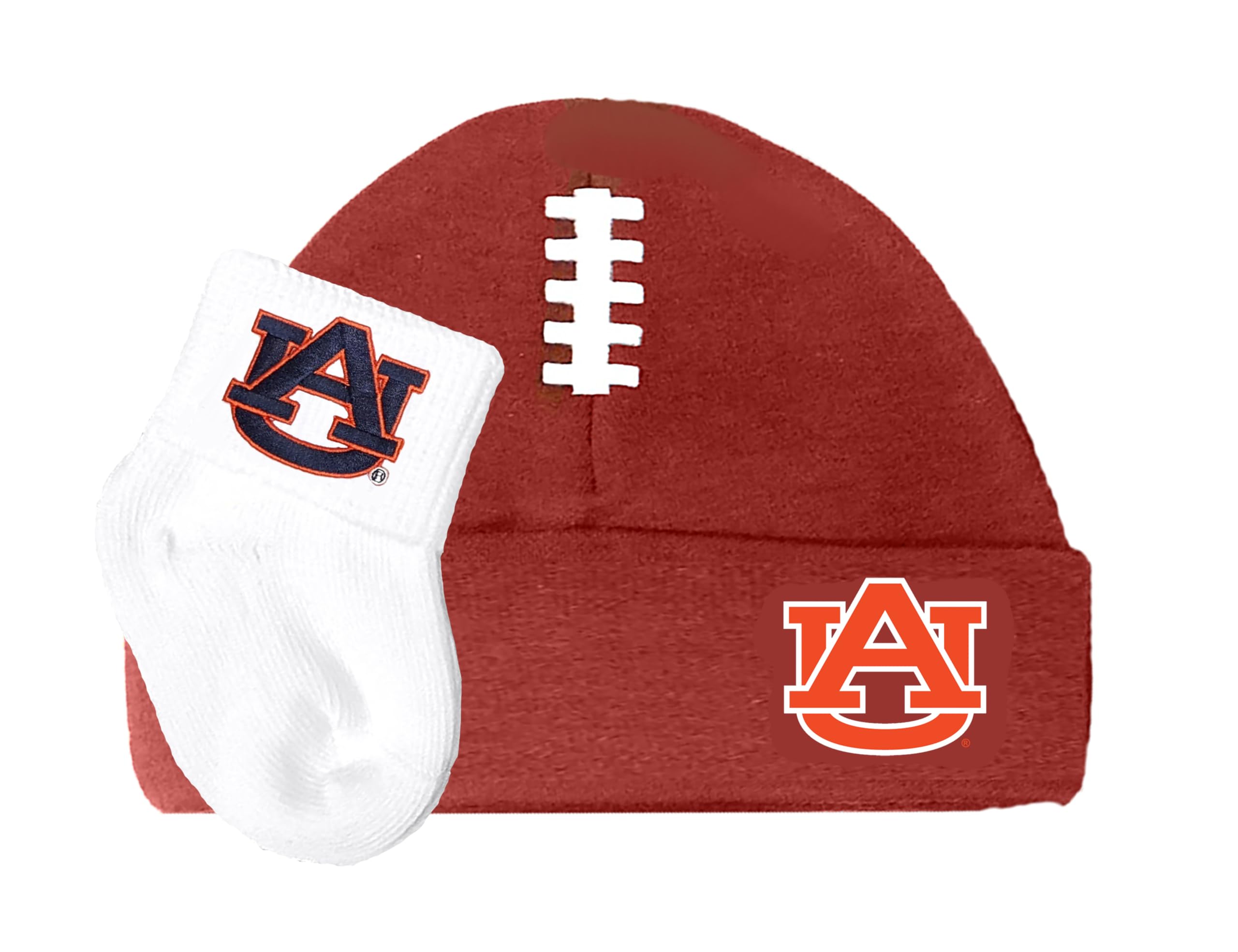 Auburn Tigers Baby Brown Football Cap and White Socks Set