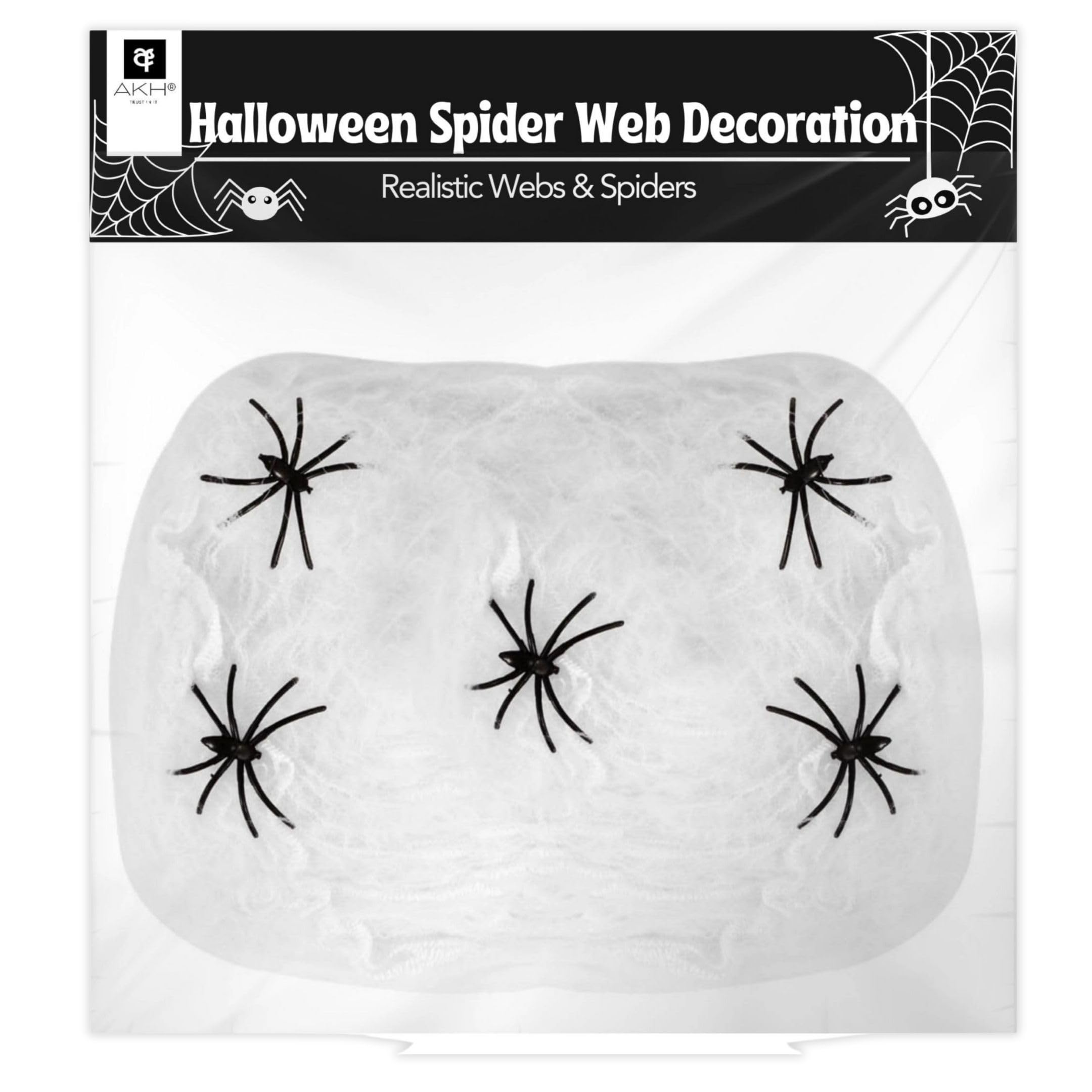 AKH® Halloween Spider Web Decoration | Spooky Cobwebs for Indoor & Outdoor Use | Stretchy Fake Spider Webs for Halloween Party Decor Spooky Spider Web Costume Accessory