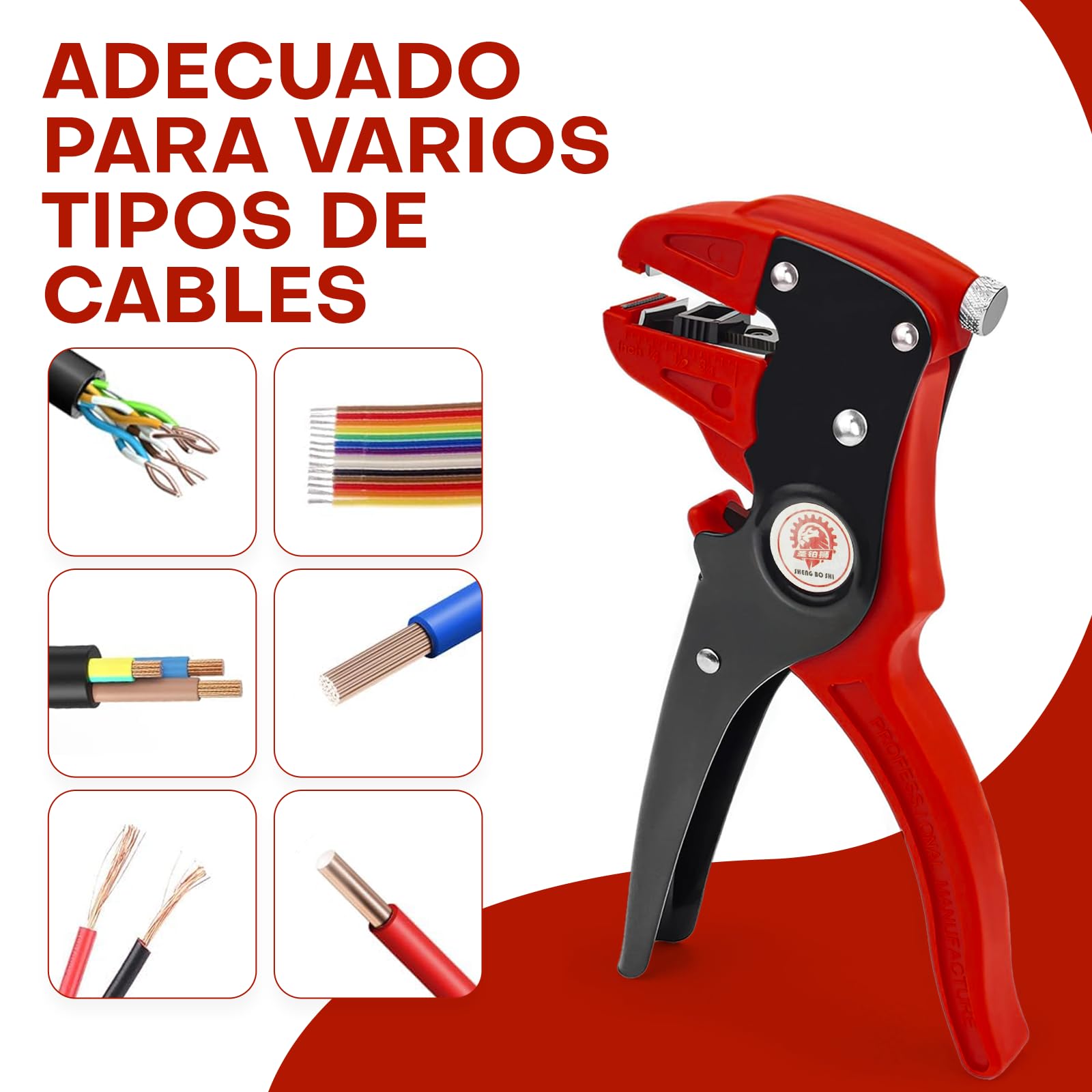 Samos® Pelacables Automático Profesional 0,2–6mm², Pelador de Cables Eléctricos Multifunción 2 en 1, Wire Stripper Preciso para Electricista, Herramienta Corte y Pelado Cable