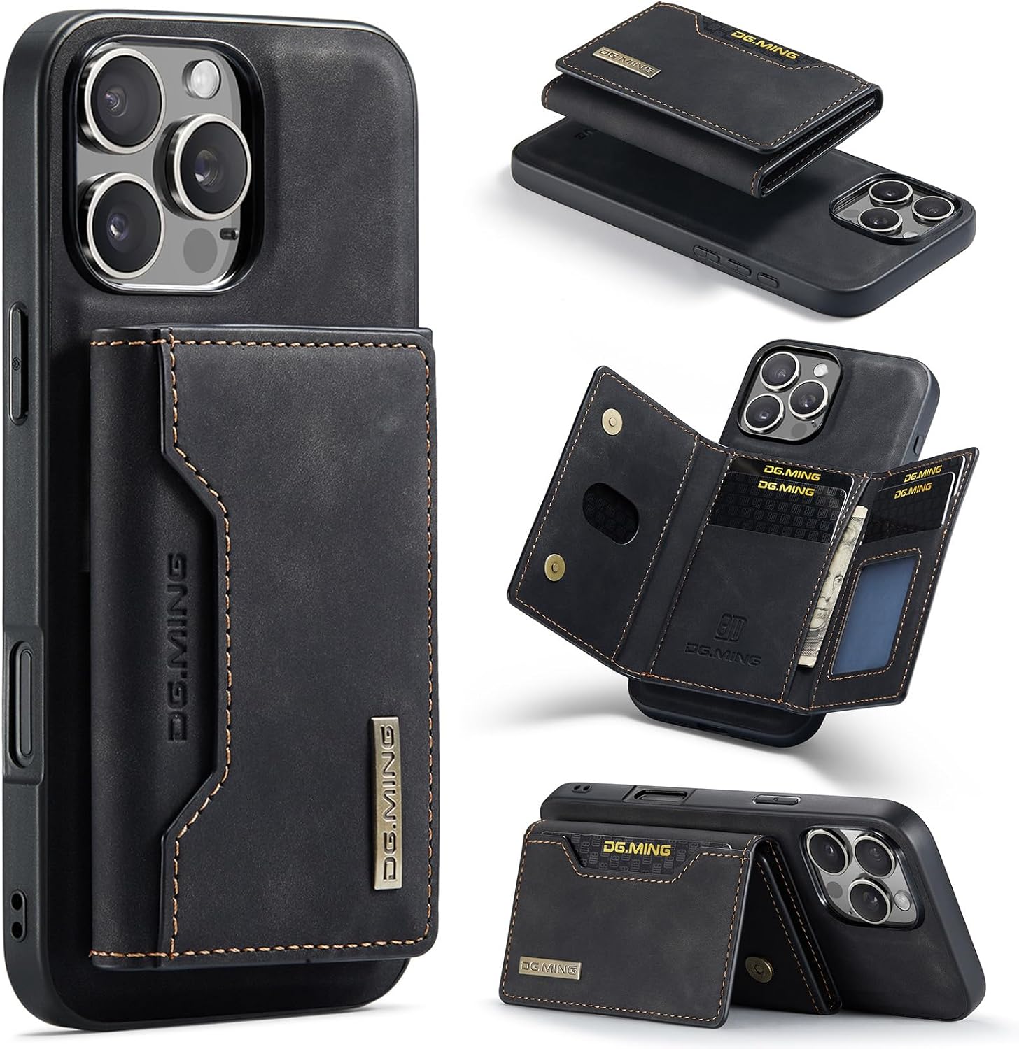 SZHAIYU 2 in 1 Detachable Wallet Phone Cases Compatible with iPhone 16 Pro Max Case with Card Holder Men 6.9'' Magnetic Leather Cover (Black,iPhone 16 Pro Max)