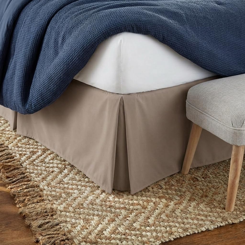 Linen Market King Taupe Bed Skirt - Ultra Soft Microfiber 14 Inch Drop, Hotel Quality Pleated, Shrinkage Resistant