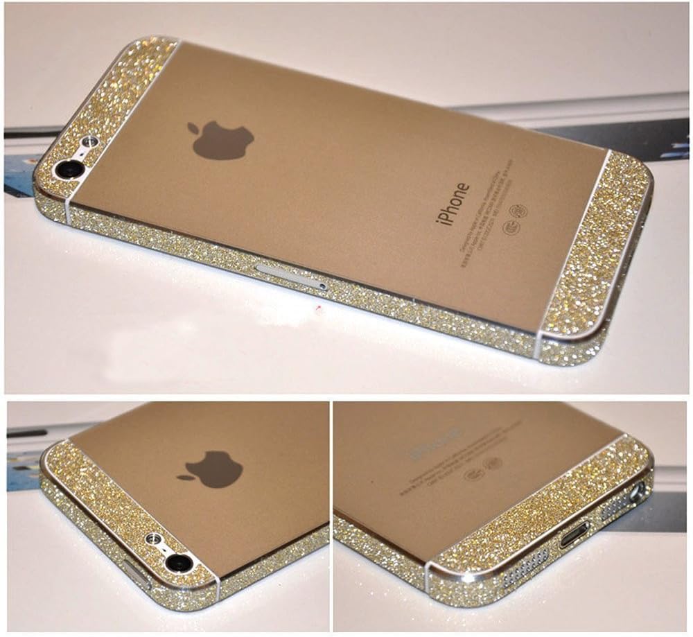 Bumper Side Luxury Glitter Bling Sticker Skin for iPhone 5 Gold Color