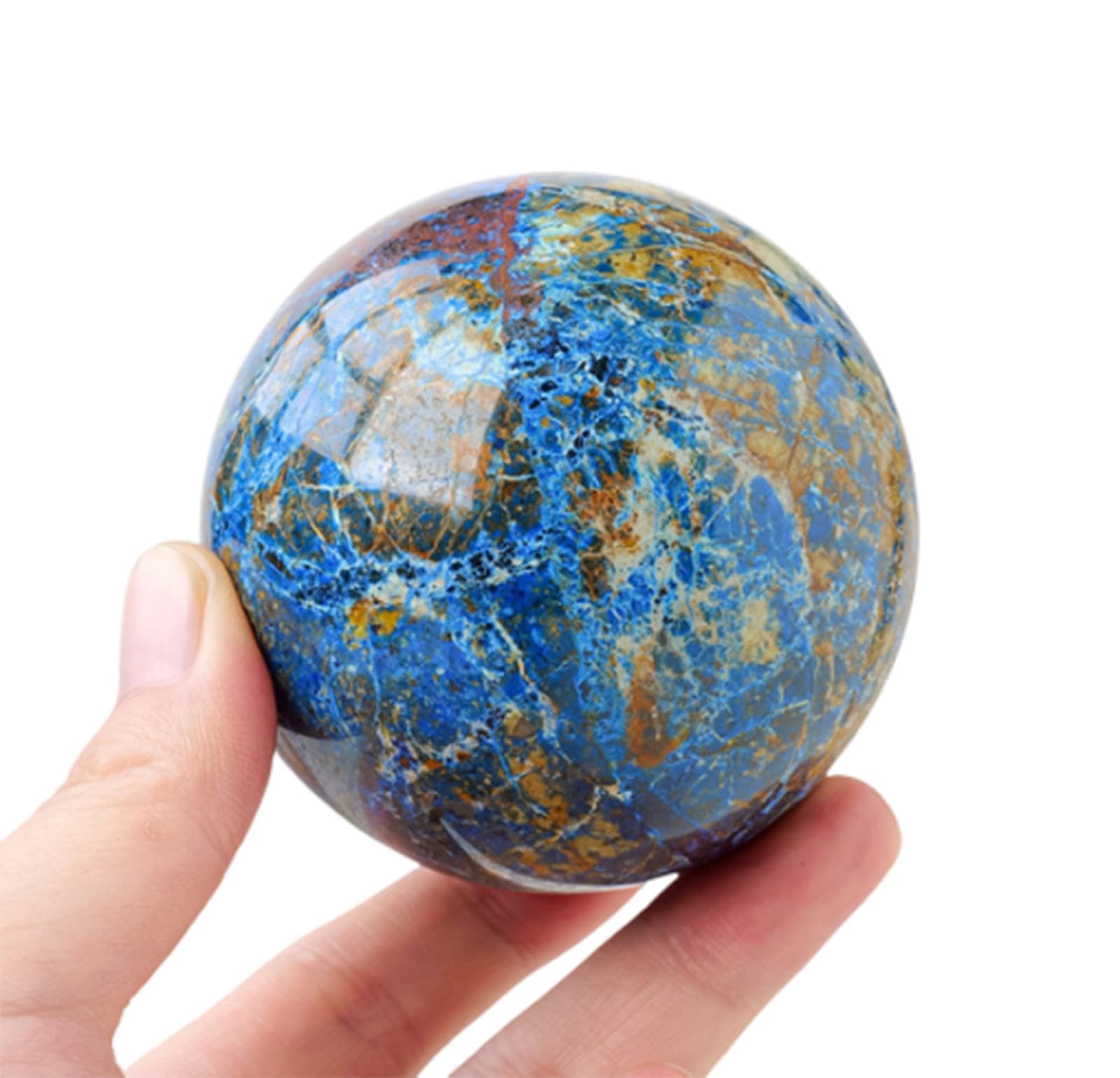 AUOQKQUT Phoenix Lapis Lazuli Symbiotic Crystal Ball with Stand Hand Made Display Gemstone Decorative Ball Precious Gifts for Family and Friends,50-55mm