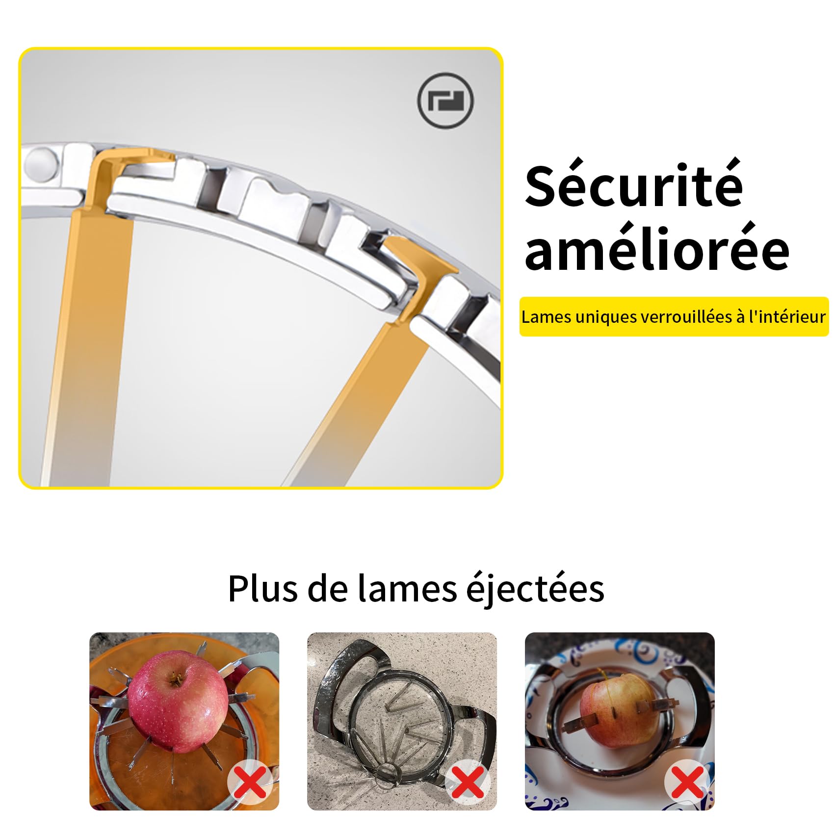 Coupe Pomme en Acier Inoxydable 12 Lames Extra-large, Trancheuse de Pomme Robuste