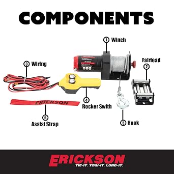 Erickson Electric Winch - 12V DC, 1,500 lb Capacity, 50 ft Cable