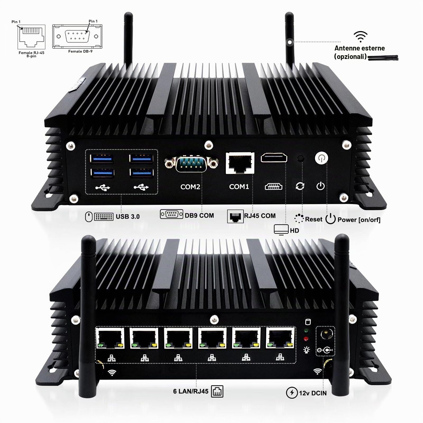 WEIDIAN Firewall PC Micro Appliance 2.5G, Fanless Computer 6 x 2.5GbE I225-V Port, Industrial PC Core i3-8140U, HD, USB3.0, WiFi, SIM Slot, Compatible With OPNsense etc (8GB RAM 128GB SSD)