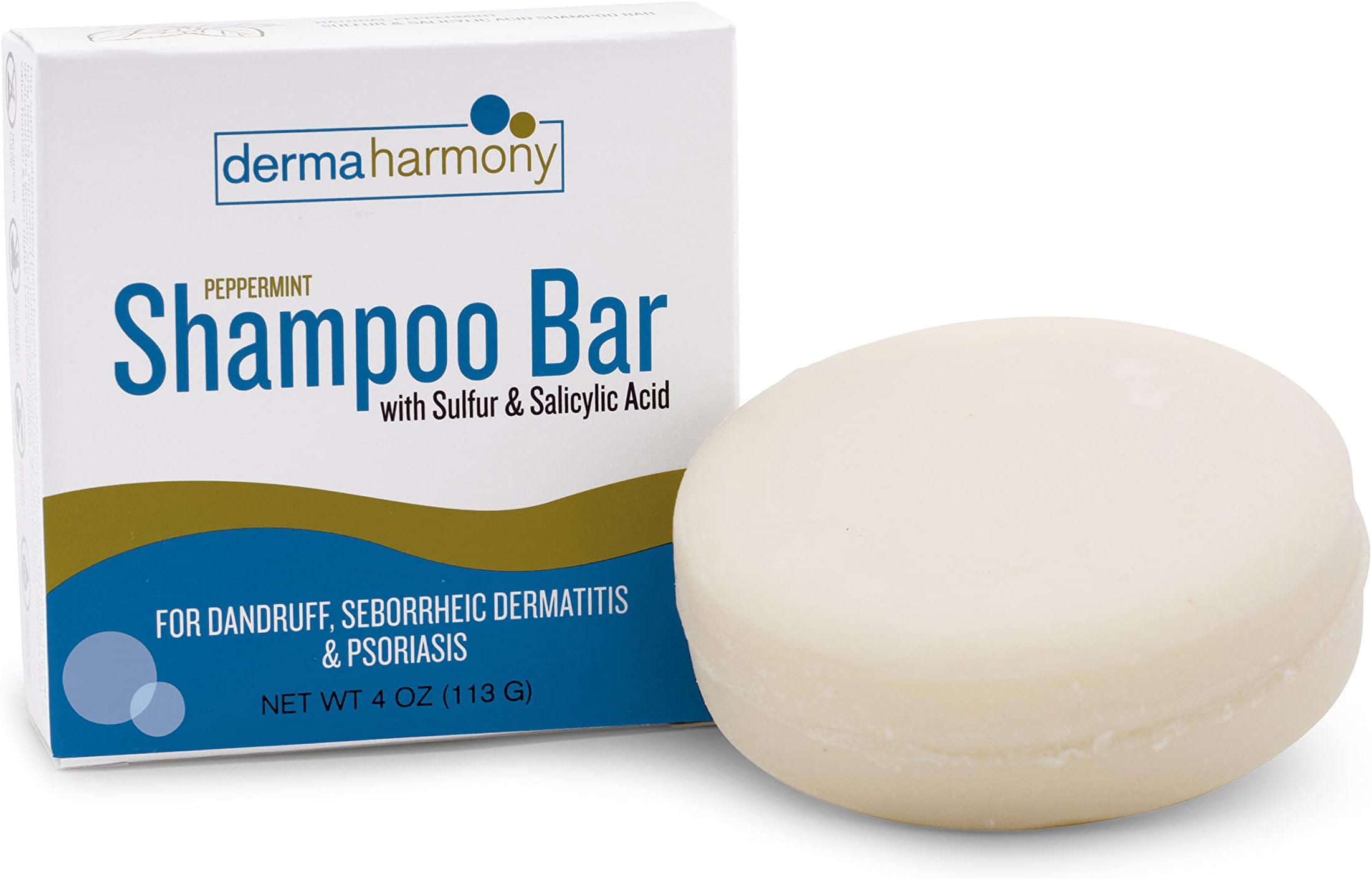 Dermaharmony 5% Sulfur 2% Salicylic Acid Shampoo Bar for Dandruff (4 oz)