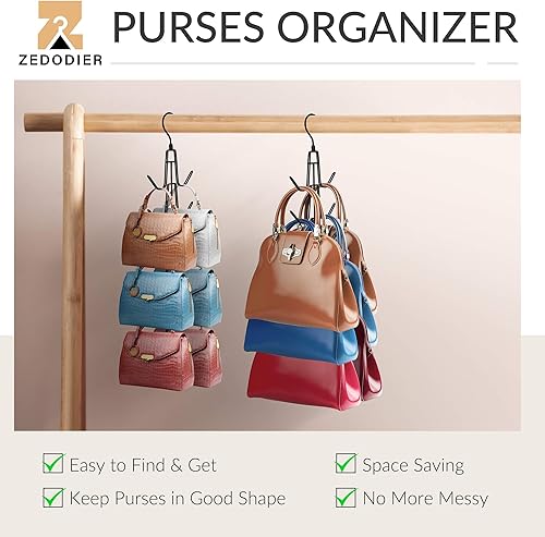 Miniatura 2 de ZEDODIER Organizador de colgar bolsos para armario, soporte para bolsas colgantes, mantener los monederos visibles y en buenas condiciones, gancho