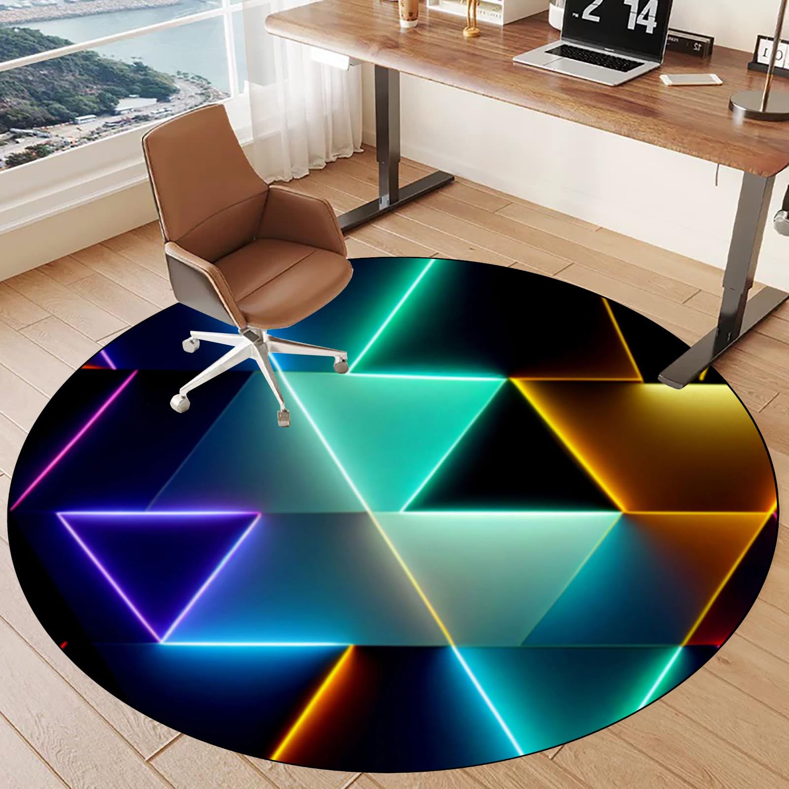 Protège Sol sous Chaise Tapis de Chaise de Bureau pour Moquette et Sol Dur, 90 cm Tapis Gaming Sol Tapis de Chaise de Bureau Tapis Protecteur de Sol pour fauteuils de Gaming Tapis Rond