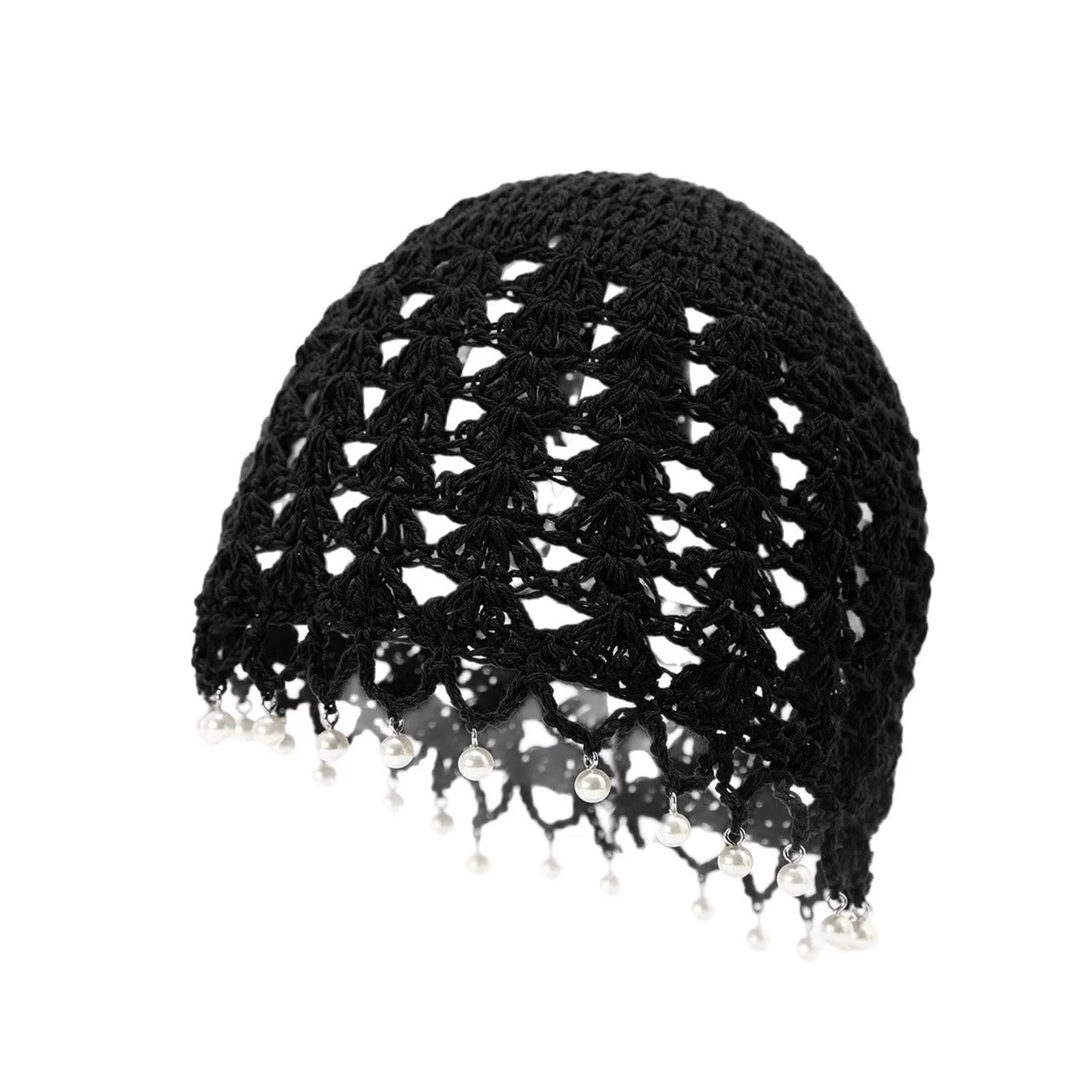 SommermüTze Damen 1pc Koreanische Retro Perle Quaste Hohl Beanies Caps for Frauen, Sommer Handgemachte Häkeln Reise Atmungsaktive Pullover Hüte Zubehör