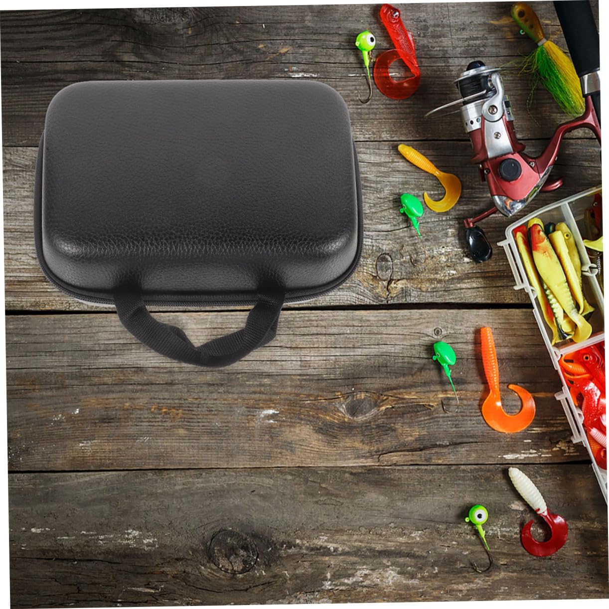 YARNOW Borsa Urti 2 Resistente Eva per in da Pesca e Pezzi Mulinello Protettiva Agli Antigraffio Custodia Nera per Mulinelli e Canne da Pesca in Mare