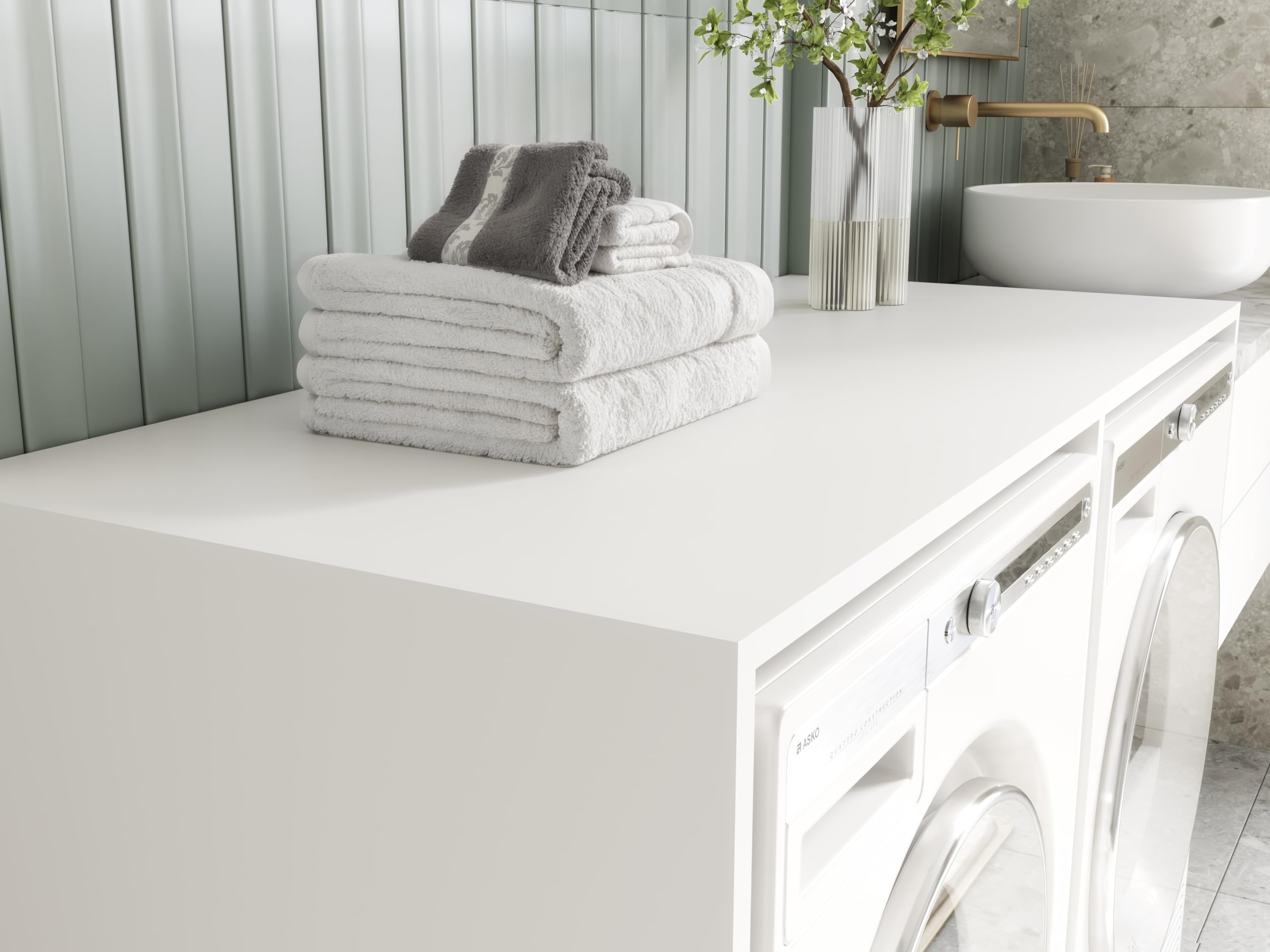 PLATAN ROOM Armadio alto per lavatrice o asciugatrice 130 cm di larghezza mobile per lavatrice o asciugatrice per bagno (65 cm di profondità, bianco opaco)