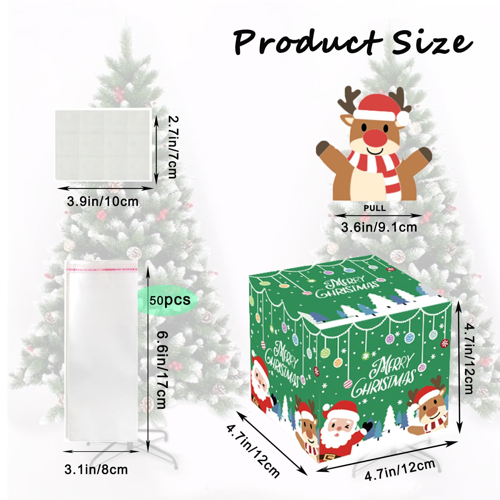 Christmas Money Pull Box,Christmas Money Gift Box Pull Surprise Money Pull Pouch for Kids/Adult,Xmas Money Box for Cash,Money Cake Pull out Cash with Xmas Card and 50P Bags,Money Reveal Box Xmas Party - Image 2
