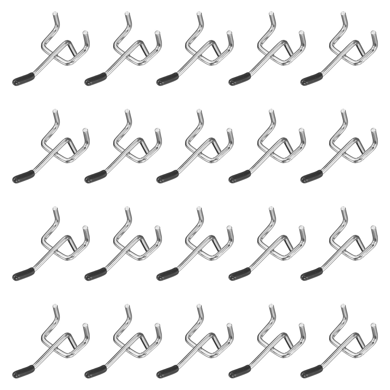 sourcing map 20Pcs Pegboard Hooks, 2 in L Shape Pegboard Wall Hook Heavy Duty Peg Board Shelving Hook 0.13" T Fit 1" Hole Pegboard for Wall Organizing, Garage, Kitchen, Store, Silver