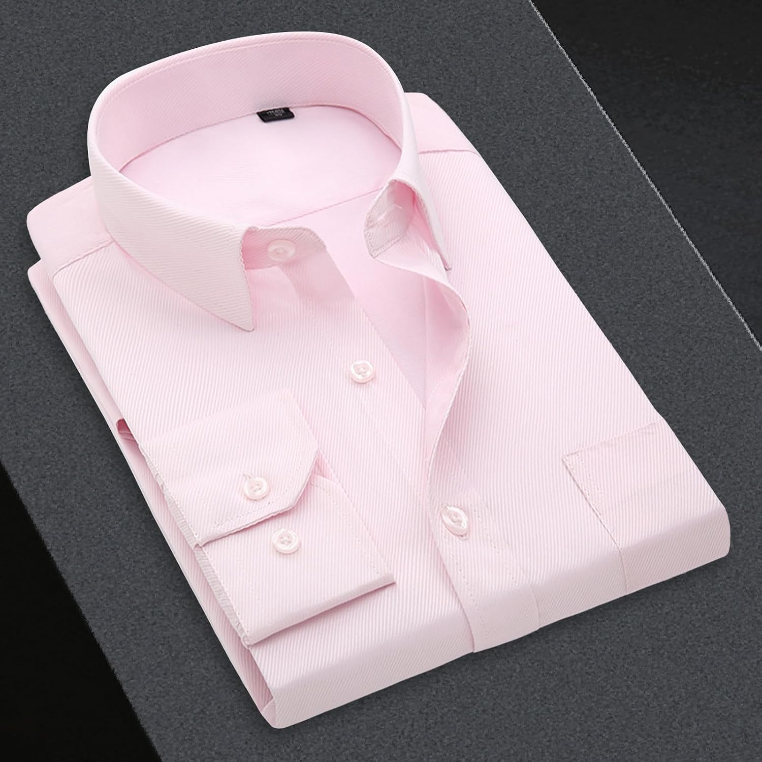 Camisa social masculina de botão de cor sólida casual básica manga longa para trabalho