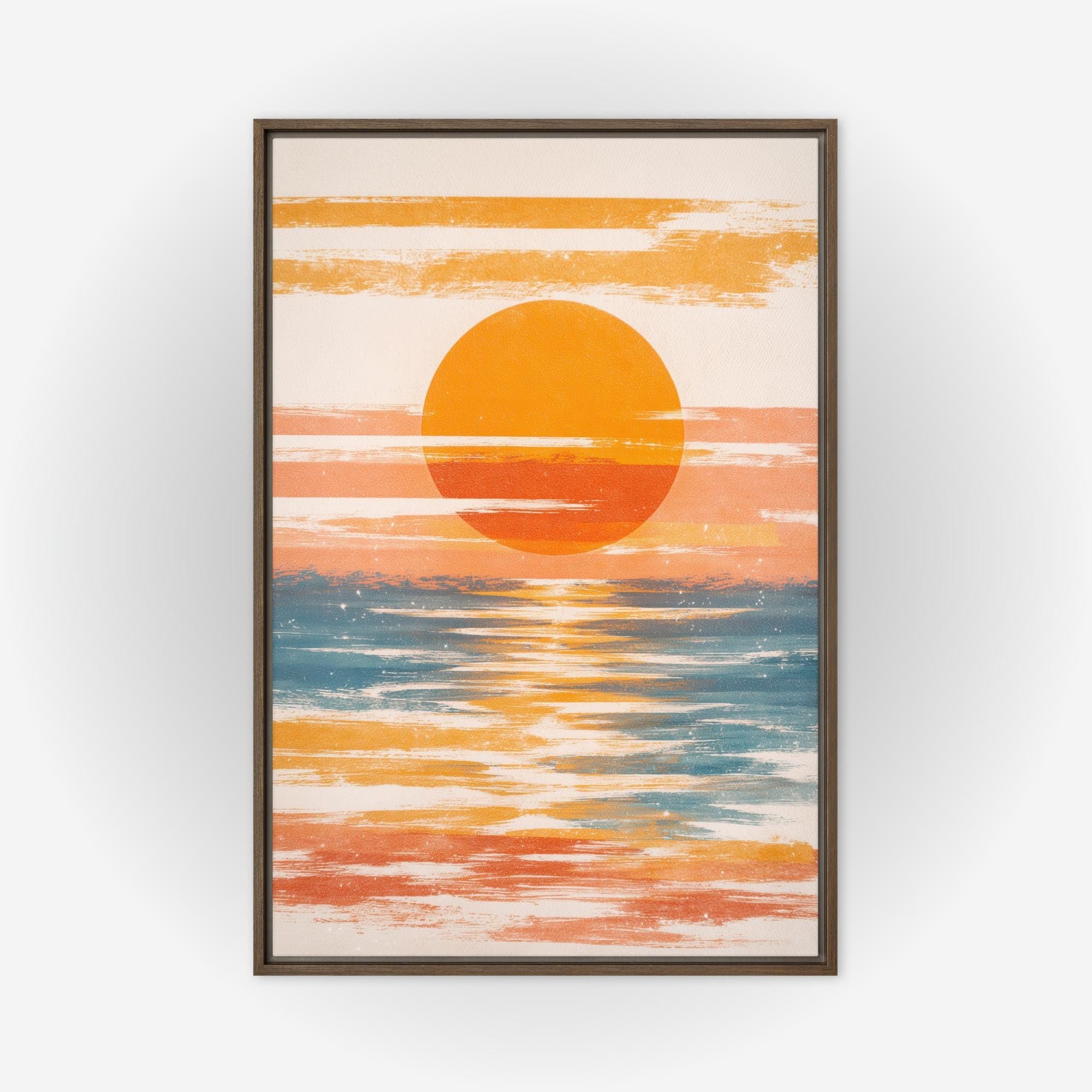 TONGYINLI Abstract Sunset Posters Canvas Print, Coastal Wall Art, Landscape Oil Painting for Living Room, Home Wall Decor Artwork(60x80cm/Frameless)