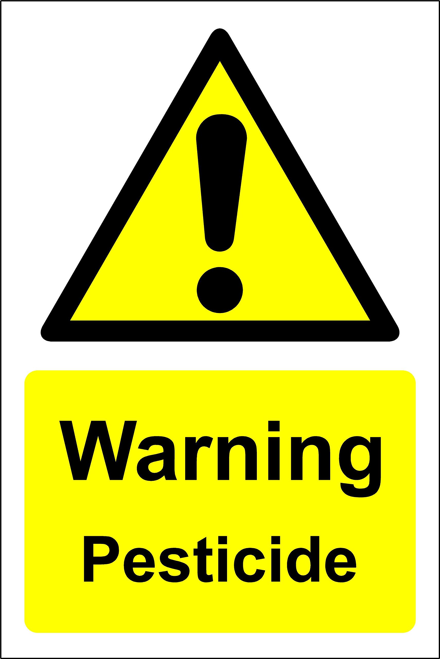 Warning pesticide Safety sign - 1.2mm Rigid plastic 200mm x 150mm