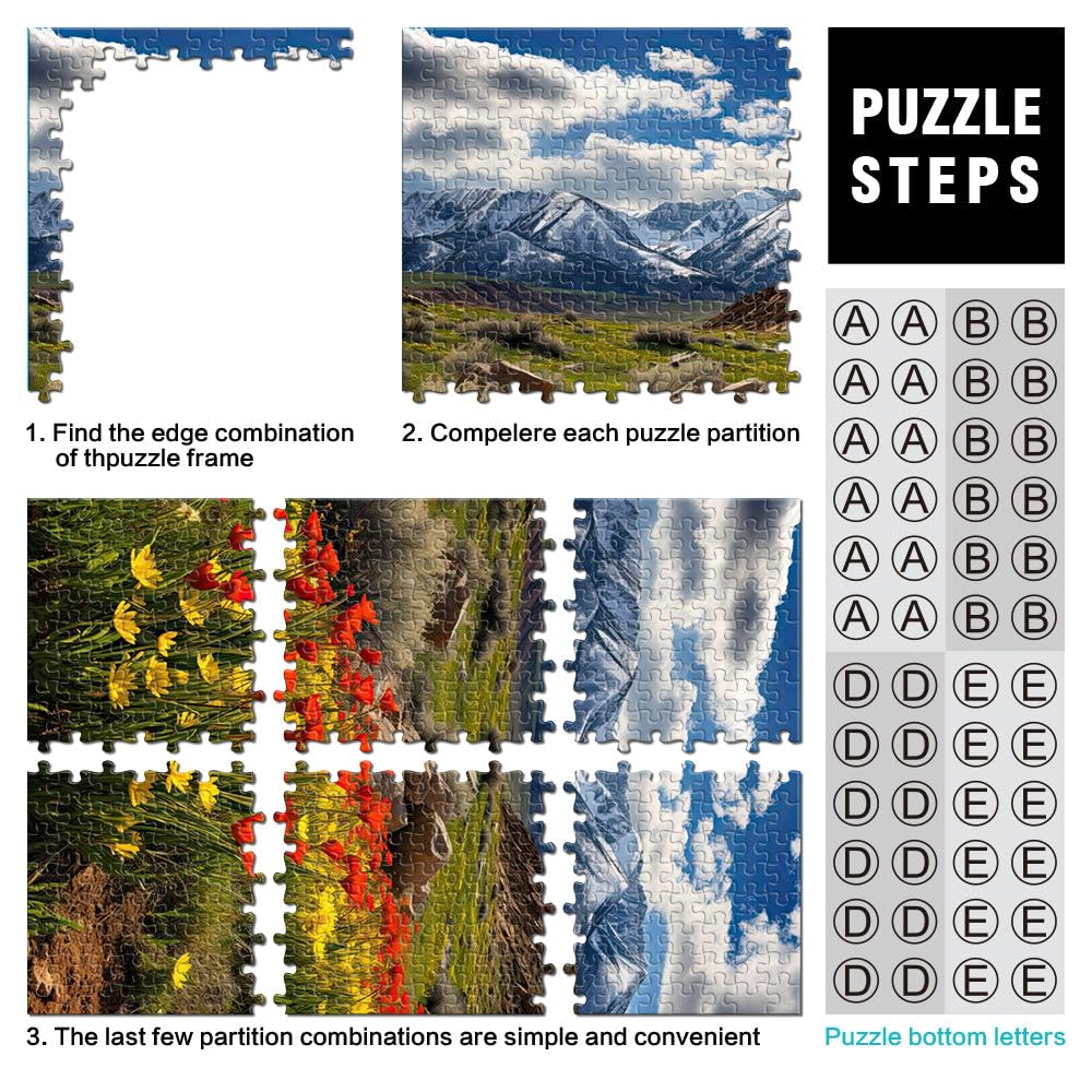 Poster Frühlingsberge Puzzle 2000 Teile für Erwachsene Spielzeug für die ganze Familie einzigartiges Herausforderungsspiel 70x100cm
