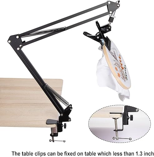 Miniatura 6 de Caydo Soporte de aro de bordado de metal ajustable con 6 piezas de aro de bordado para punto de cruz y proyecto de bordado