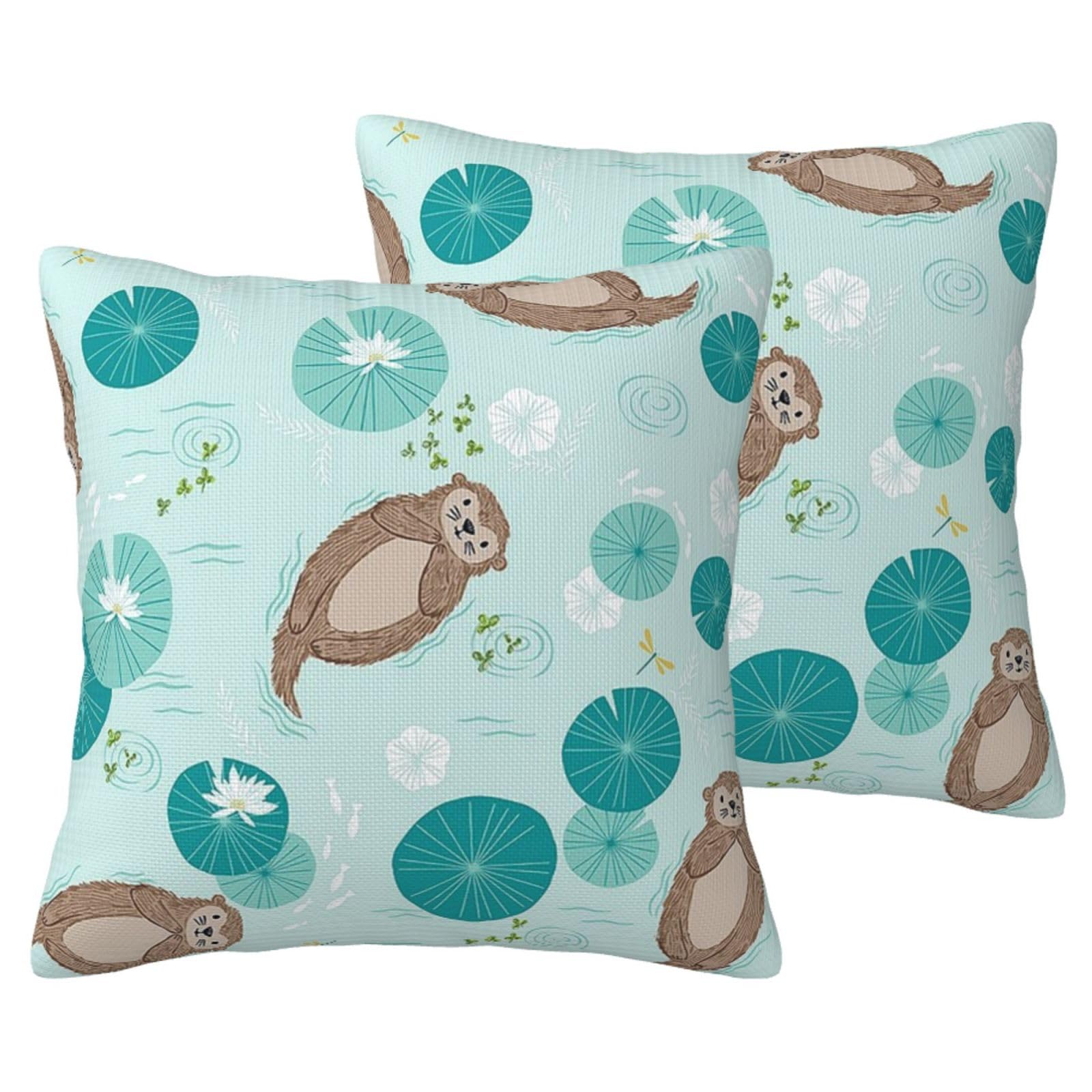 Housse de coussin loutre et douceur lin : lot de 2 taies tendresse