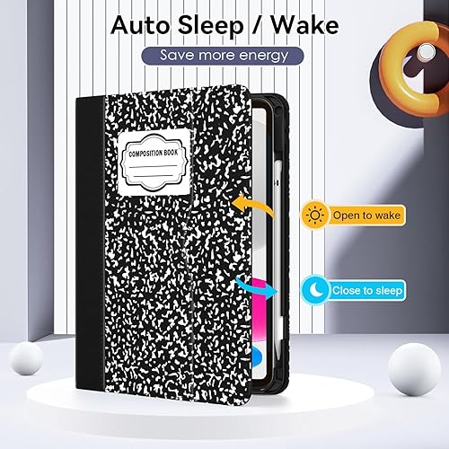 Miniatura 10 de OKP Funda para iPad de 10 generación 2022, funda para iPad de 10 generación con visión multiángulo de visión de piel sintética con soporte para