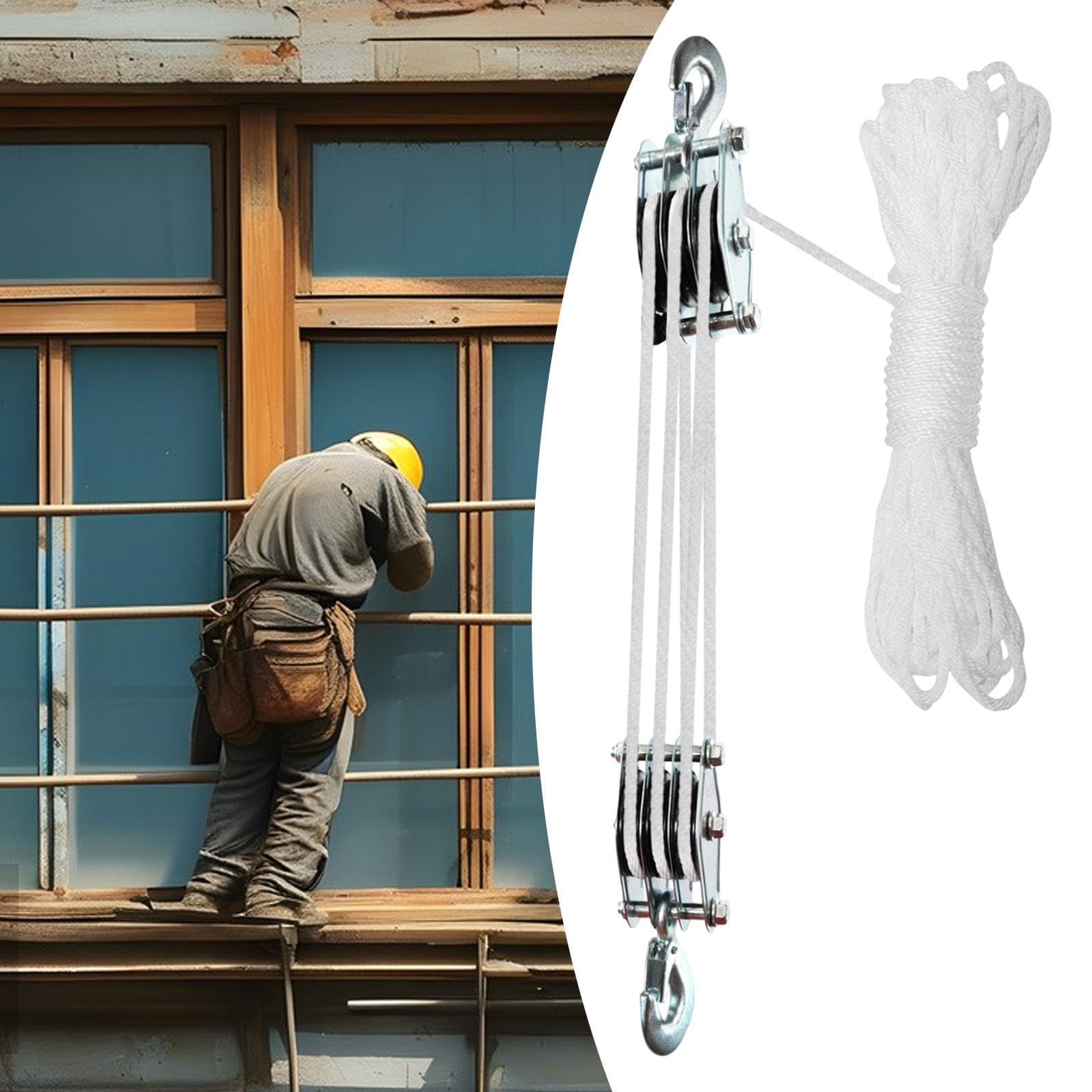 Herramienta de Elevación Manual con de Poleas para Uso en Almacenes, Cuerda de 15 m